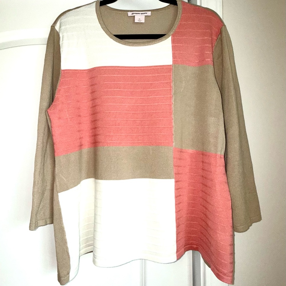 Allison Daley Colorblock 3/4 Sleeve Top